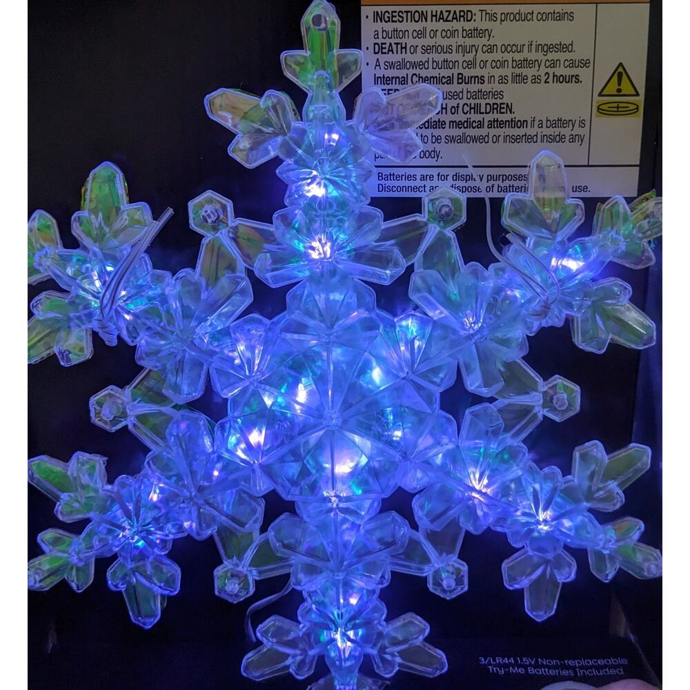 LED Lit Tree Topper The Christmas Shoppe Snowflake New Translucent